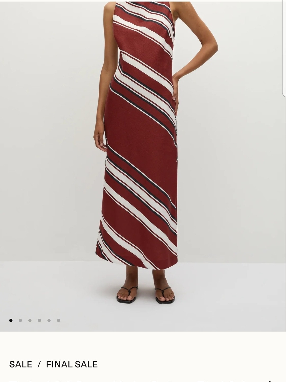 Faithfull the Brand Burgundy, Ivory and Black Diagonal Stripe Maxi Skirt